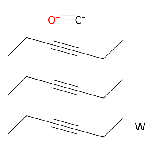 Carbon monoxide;tris(hex-3-yne);tungsten structure