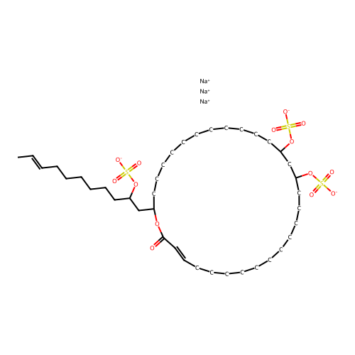 (2-Sulfonate-9-undecenyl)oxacyclotriacont-3-ene-2-one-16,18-disulfonate structure