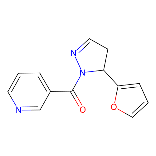 1H-Pyrazole, 4,5-dihydro-5-(2-furanyl)-1-(3-pyridinylcarbonyl)- structure