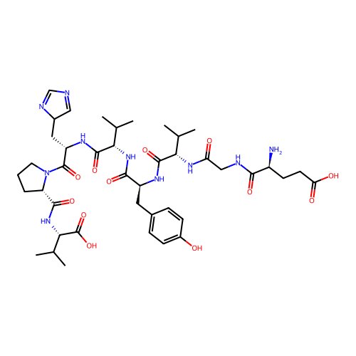 Glutamyl-glycyl-valyl-tyrosyl-valyl-histidyl-prolyl-valine structure
