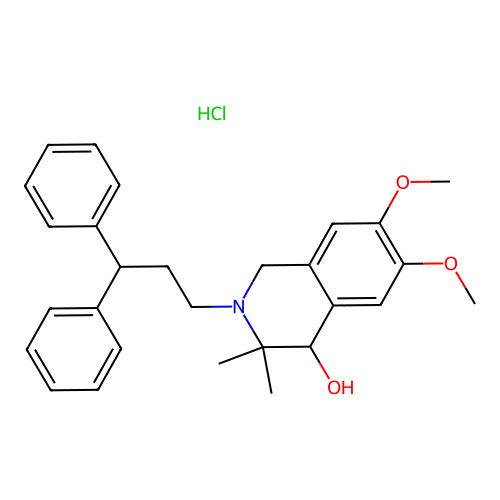 2-(3,3-diphenylpropyl)-6,7-dimethoxy-3,3-dimethyl-1,4-dihydroisoquinolin-4-ol Hydrochloride structure