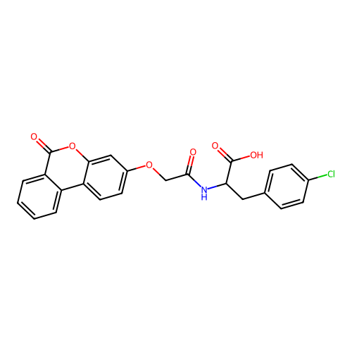 3-(4-chlorophenyl)-2-(2-((6-oxo-6H-benzo[c]chromen-3-yl)oxy)acetamido)propanoic acid structure