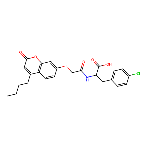2-(2-((4-butyl-2-oxo-2H-chromen-7-yl)oxy)acetamido)-3-(4-chlorophenyl)propanoic acid structure