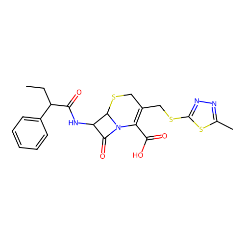 3-{[(5-methyl-1,3,4-thiadiazol-2-yl)sulfanyl]methyl}-8-oxo-7-[(2-phenylbutanoyl)amino]-5-thia-1-azabicyclo[4.2.0]oct-2-ene-2-carboxylic acid structure