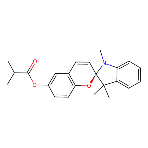 (R)-1',3',3'-trimethylspiro[chromene-2,2'-indolin]-6-yl isobutyrate structure