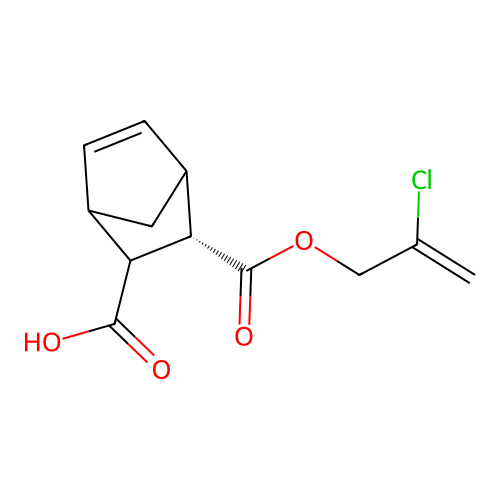 (1R,2R,4S)-3-(((2-chloroallyl)oxy)carbonyl)bicyclo[2.2.1]hept-5-ene-2-carboxylic acid structure