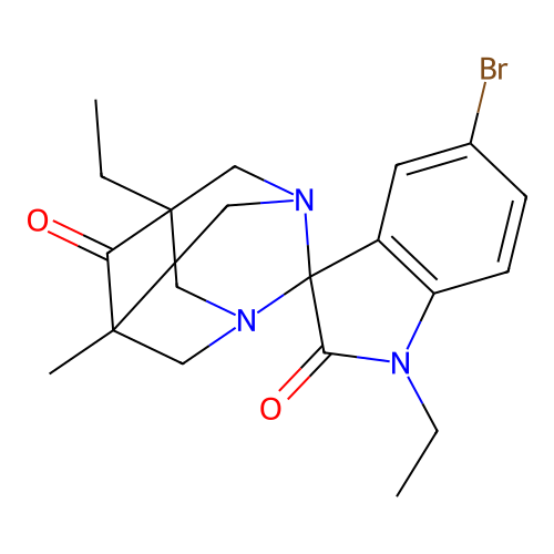 (1S,5S,7R)-5'-bromo-1',5-diethyl-7-methyl-1,3-diazaspiro[adamantane-2,3'-indoline]-2',6-dione structure