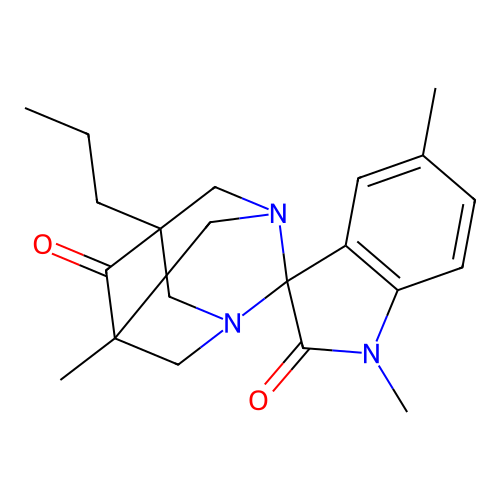 (1S,5R,7S)-1',5,5'-trimethyl-7-propyl-1,3-diazaspiro[adamantane-2,3'-indoline]-2',6-dione structure