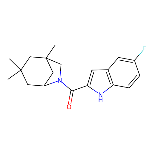 (5-fluoro-1H-indol-2-yl)(1,3,3-trimethyl-6-azabicyclo[3.2.1]oct-6-yl)methanone structure