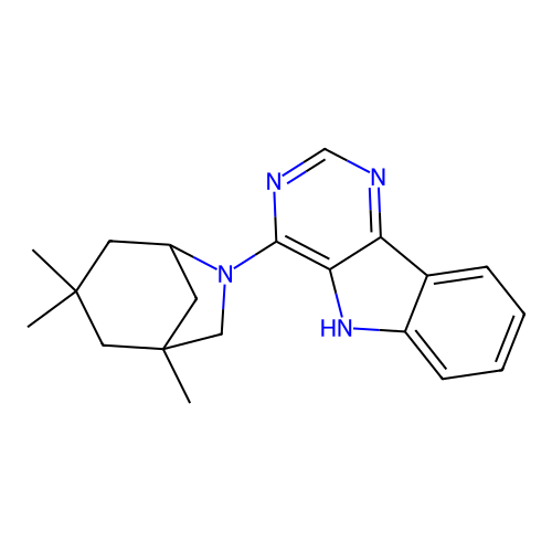 4-((1R,5S)-1,3,3-trimethyl-6-azabicyclo[3.2.1]octan-6-yl)-5H-pyrimido[5,4-b]indole structure