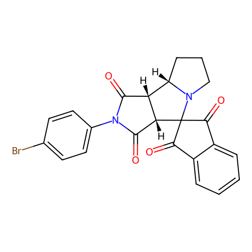 (3a'R,8a'S,8b'S)-2'-(4-bromophenyl)-3a',6',7',8',8a',8b'-hexahydro-1'H-spiro[indene-2,4'-pyrrolo[3,4-a]pyrrolizine]-1,1',3,3'(2'H)-tetrone structure