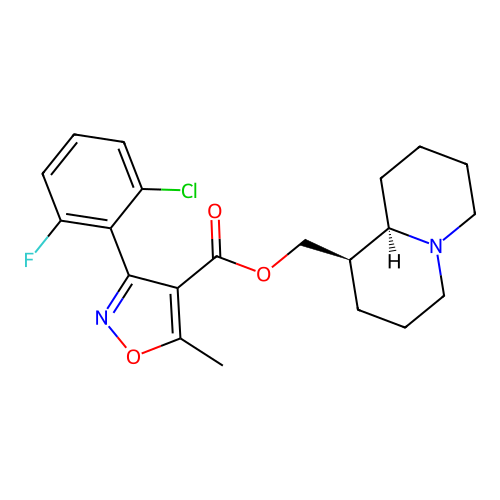 ((1R,9aR)-octahydro-1H-quinolizin-1-yl)methyl 3-(2-chloro-6-fluorophenyl)-5-methylisoxazole-4-carboxylate structure