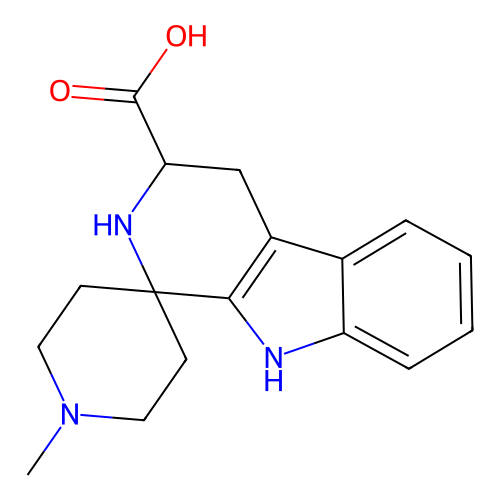 1'-methyl-2,3,4,9-tetrahydrospiro[beta-carboline-1,4'-piperidine]-3-carboxylic acid structure