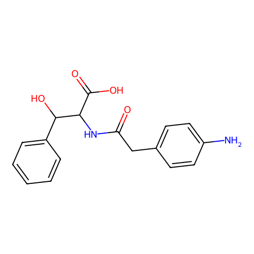 2-[2-(4-Aminophenyl)acetylamino]-3-hydroxy-3-phenylpropanoic acid structure