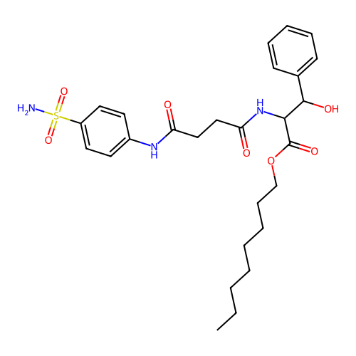 octyl 3-hydroxy-2-[[4-oxo-4-(4-sulfamoylanilino)butanoyl]amino]-3-phenylpropanoate structure