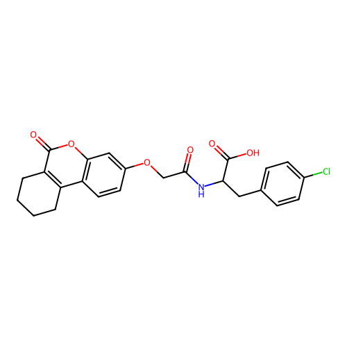 3-(4-chlorophenyl)-2-(2-((6-oxo-7,8,9,10-tetrahydro-6H-benzo[c]chromen-3-yl)oxy)acetamido)propanoic acid structure