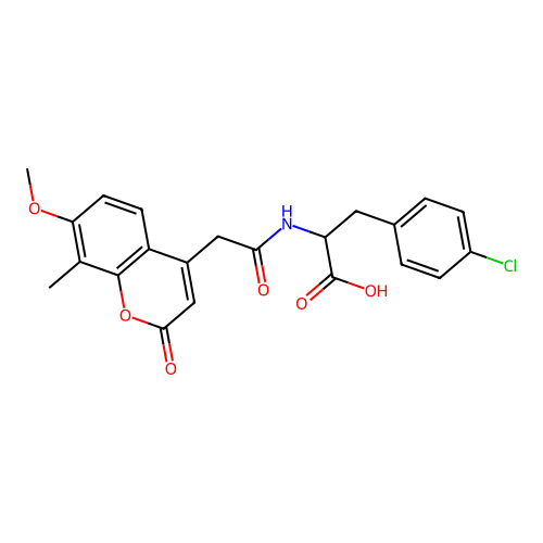 3-(4-chlorophenyl)-2-(2-(7-methoxy-8-methyl-2-oxo-2H-chromen-4-yl)acetamido)propanoic acid structure