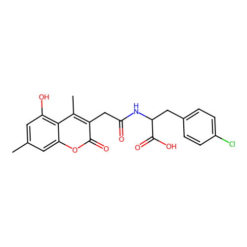 4-chloro-N-[(5-hydroxy-4,7-dimethyl-2-oxo-2H-chromen-3-yl)acetyl]phenylalanine structure