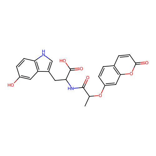 5-hydroxy-N-{2-[(2-oxo-2H-chromen-7-yl)oxy]propanoyl}tryptophan structure