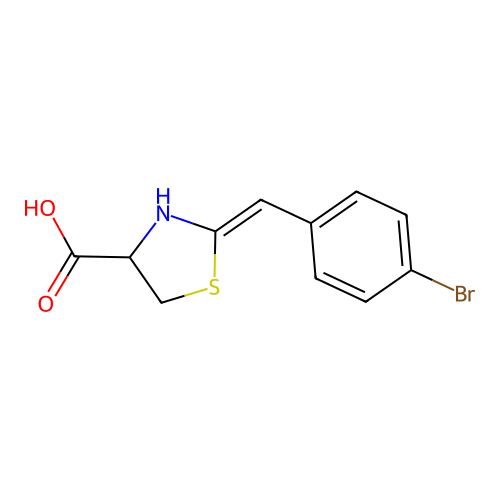 (2Z)-2-[(4-bromophenyl)methylidene]-1,3-thiazolidine-4-carboxylic acid structure