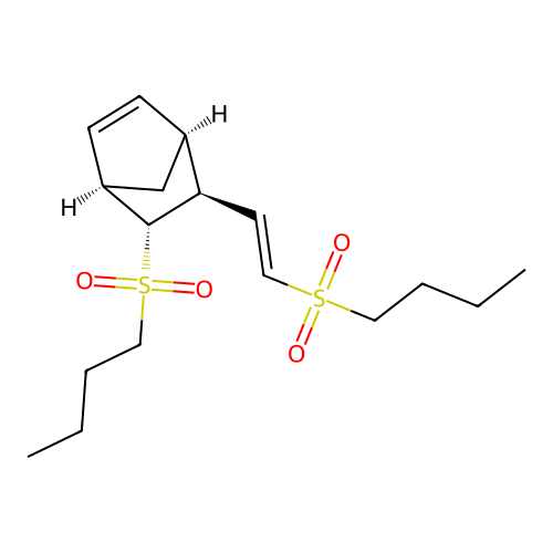 5-(Butylsulfonyl)-6-[2-(butylsulfonyl)vinyl]bicyclo[2.2.1]hept-2-ene structure
