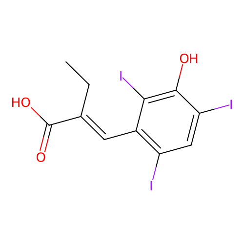 Cinnamic acid, alpha-ethyl-3-hydroxy-2,4,6-triiodo- structure