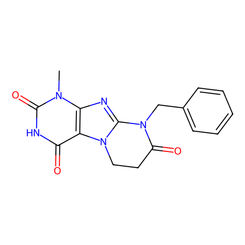 9-benzyl-4-hydroxy-1-methyl-6,7-dihydropyrimido[2,1-f]purine-2,8(1H,9H)-dione structure