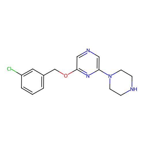 2-(3-Chlorobenzyloxy)-6-(piperazin-1-yl)pyrazine structure