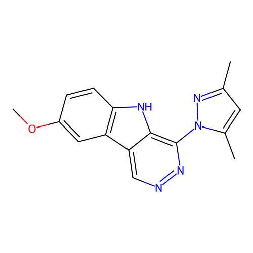 5H-Pyridazino(4,5-b)indole, 4-(3,5-dimethyl-1H-pyrazol-1-yl)-8-methoxy- structure