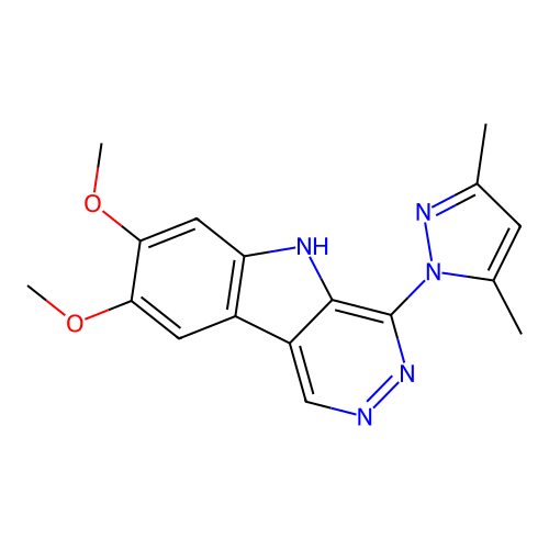 5H-Pyridazino(4,5-b)indole, 7,8-dimethoxy-4-(3,5-dimethyl-1H-pyrazol-1-yl)- structure