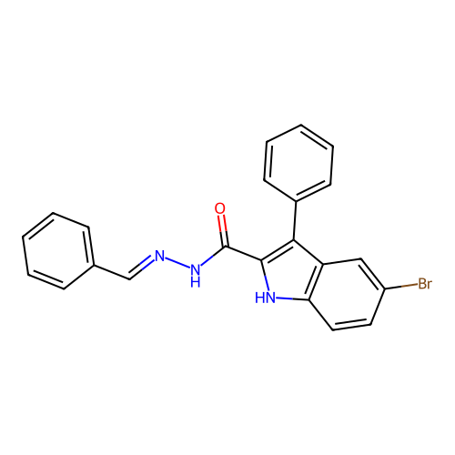 5-bromo-3-phenyl-N'-[(E)-phenylmethylidene]-1H-indole-2-carbohydrazide structure