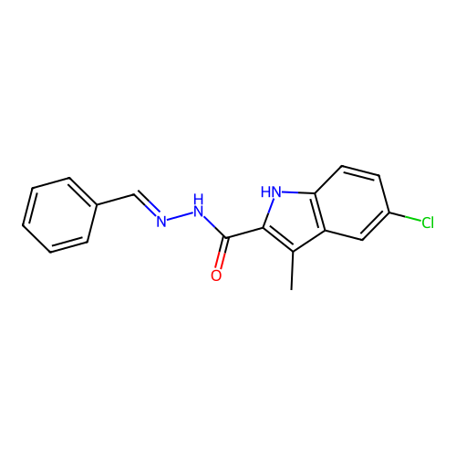 5-chloro-3-methyl-N'-[(E)-phenylmethylidene]-1H-indole-2-carbohydrazide structure