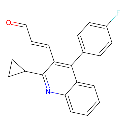 (E)-3-(2-Cyclopropyl-4-(4-fluorophenyl)quinolin-3-yl)acrylaldehyde structure