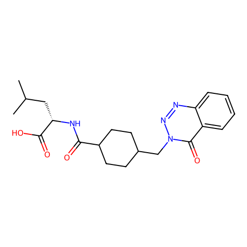 N-({4-[(4-oxo-1,2,3-benzotriazin-3(4H)-yl)methyl]cyclohexyl}carbonyl)-L-leucine structure