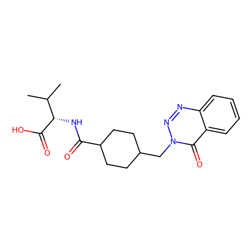N-({4-[(4-oxo-1,2,3-benzotriazin-3(4H)-yl)methyl]cyclohexyl}carbonyl)-L-valine structure