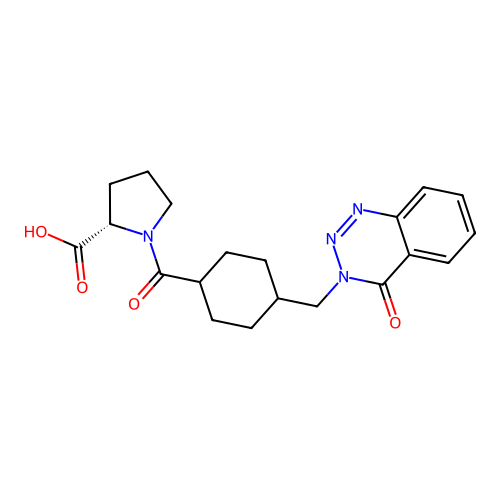 1-({4-[(4-oxo-1,2,3-benzotriazin-3(4H)-yl)methyl]cyclohexyl}carbonyl)-L-proline structure