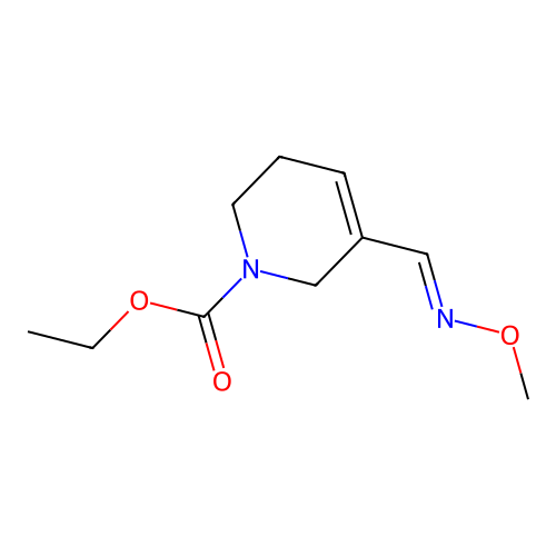 Ethyl (E)-3,6-dihydro-5-((methoxyimino)methyl)-1(2H)-pyridinecarboxylate structure