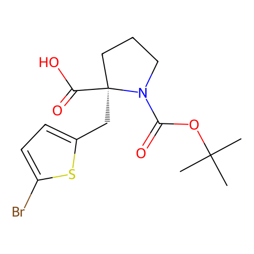 Boc-(S)-alpha-(5-bromo-2-thiophenylmethyl)-proline structure