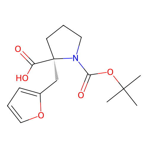 Boc-(S)-alpha-(2-furanylmethyl)-proline structure