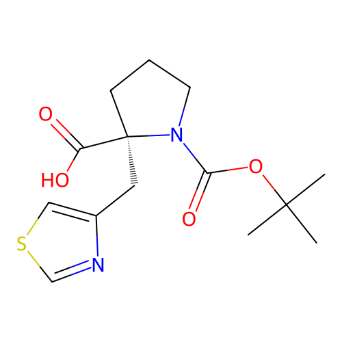 Boc-(S)-alpha-(4-thiazolylmethyl)-proline structure