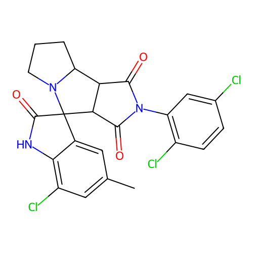 7-chloro-2'-(2,5-dichlorophenyl)-5-methyl-3a',6',7',8',8a',8b'-hexahydro-1'H-spiro[indole-3,4'-pyrrolo[3,4-a]pyrrolizine]-1',2,3'(1H,2'H)-trione structure