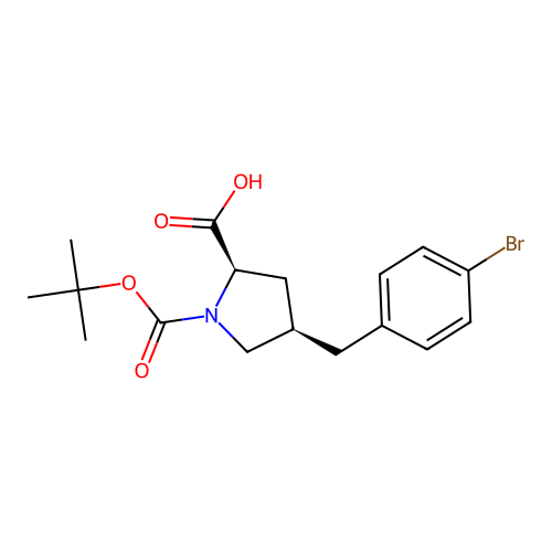 (2R,4R)-1-Boc-4-(4-bromobenzyl)-pyrrolidine-2-carboxylicacid structure