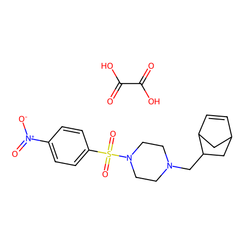 1-(5-bicyclo[2.2.1]hept-2-enylmethyl)-4-(4-nitrophenyl)sulfonylpiperazine; oxalic acid structure