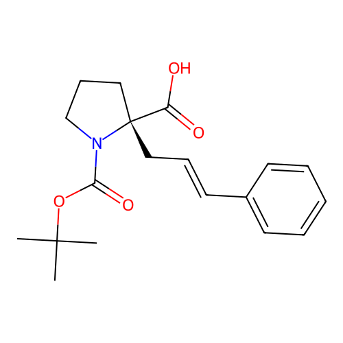 Boc-(S)-alpha-(3-phenyl-allyl)-proline structure