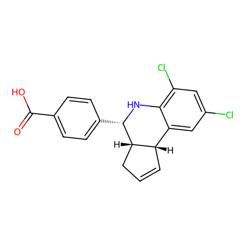 4-[(3aS,4R,9bR)-6,8-dichloro-3a,4,5,9b-tetrahydro-3H-cyclopenta[c]quinolin-4-yl]benzoic acid structure