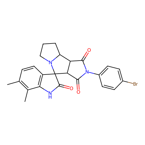 2'-(4-bromophenyl)-6,7-dimethyl-3a',6',7',8',8a',8b'-hexahydro-1'H-spiro[indole-3,4'-pyrrolo[3,4-a]pyrrolizine]-1',2,3'(1H,2'H)-trione structure