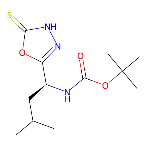 TERT-BUTYL N-[(1S)-3-METHYL-1-(5-SULFANYL-1,3,4-OXADIAZOL-2-YL)BUTYL]CARBAMATE structure
