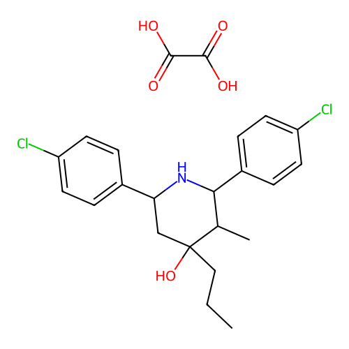 2,6-Bis(4-chlorophenyl)-3-methyl-4-propylpiperidin-4-ol oxalate structure