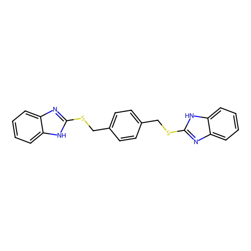 1,4-bis(((1H-benzo[d]imidazol-2-yl)thio)methyl)benzene structure