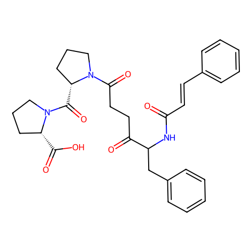 (5-Cinnamido-4-oxo-6-phenylhexanoyl)prolyl-proline structure